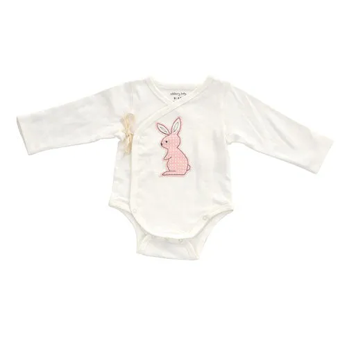Organic Cotton Long Sleeve Onesie (Snow/Blush bunny)