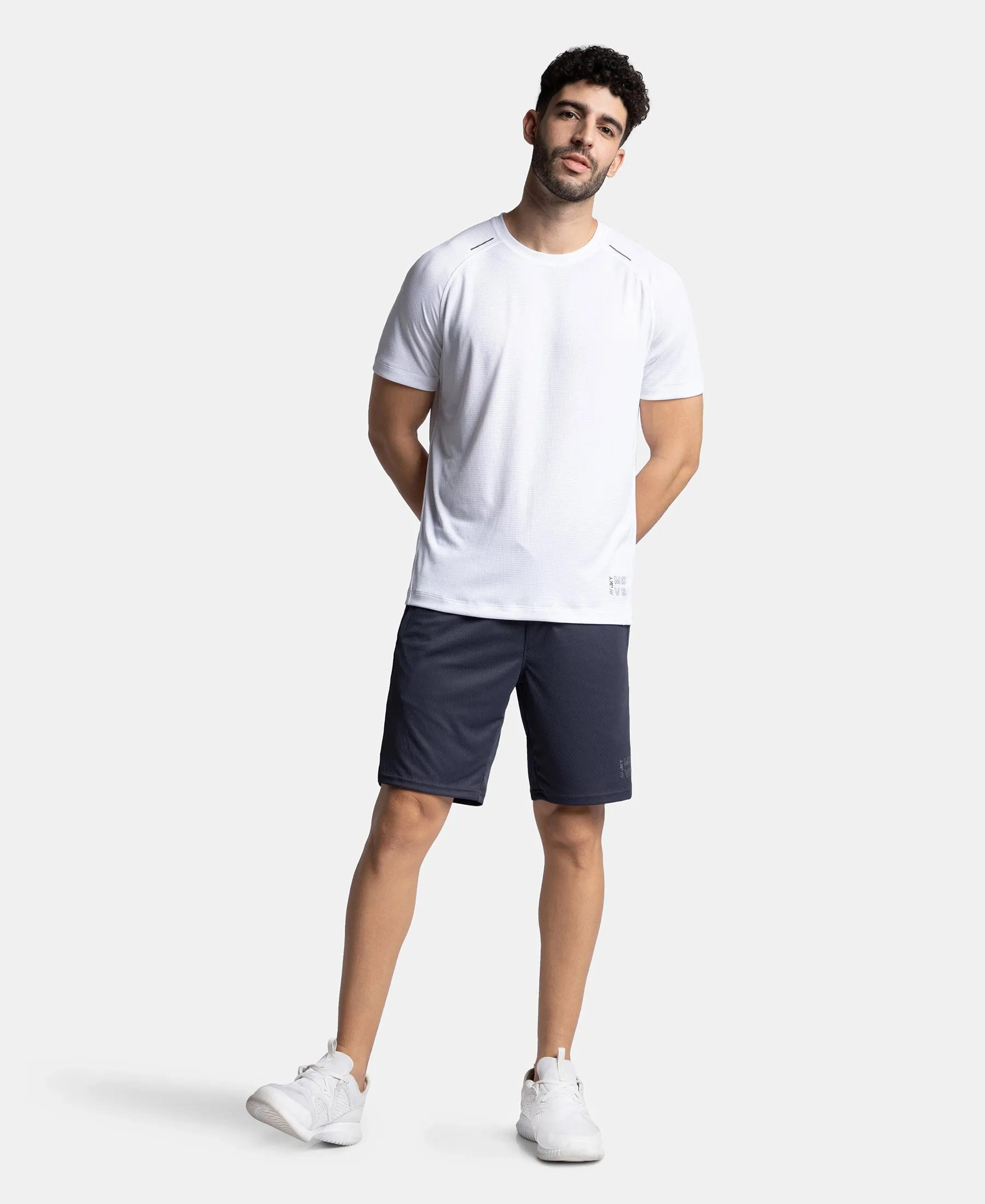 Pack of 2 Lightweight Microfiber Solid Round Neck Half Sleeve T-Shirt with Breathable Mesh - White & Iceberg Green
