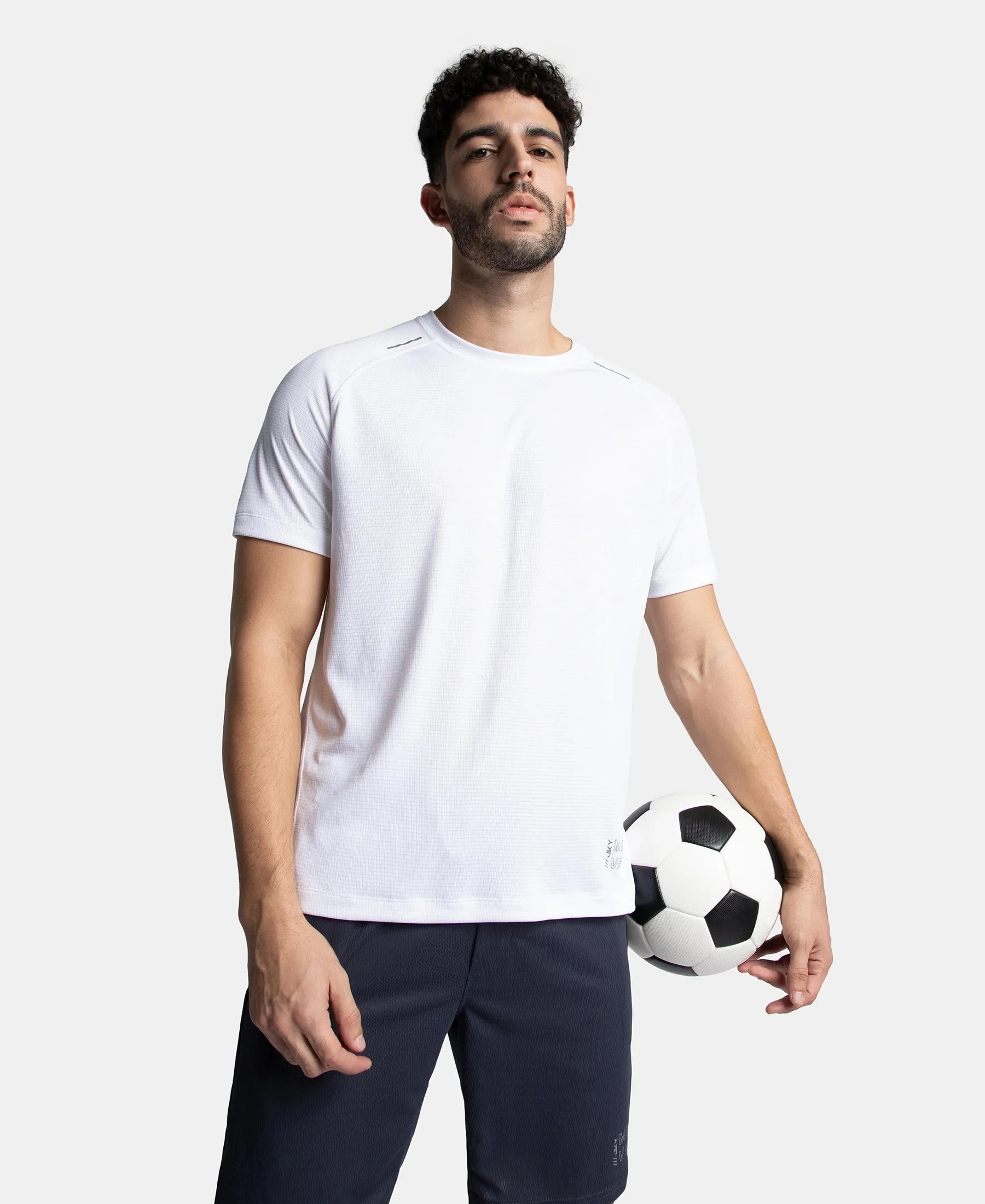 Pack of 2 Lightweight Microfiber Solid Round Neck Half Sleeve T-Shirt with Breathable Mesh - White & Iceberg Green