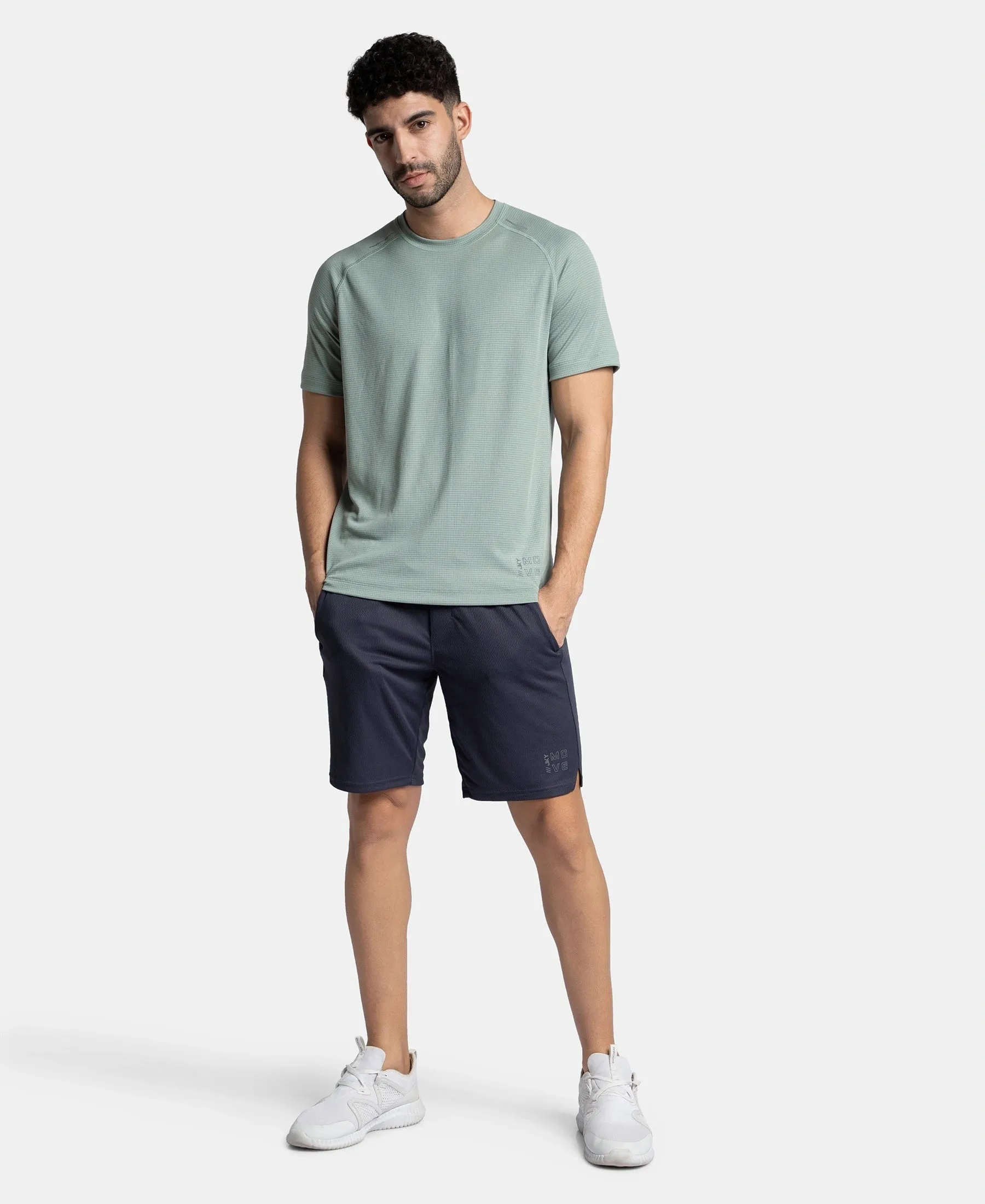 Pack of 2 Lightweight Microfiber Solid Round Neck Half Sleeve T-Shirt with Breathable Mesh - White & Iceberg Green