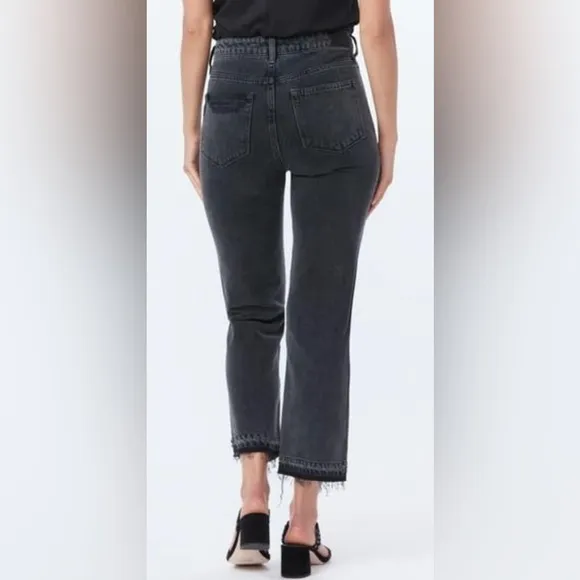 Paige “Sarah” straight leg ankle legnth deconstructed black denim jeans.Size 25.