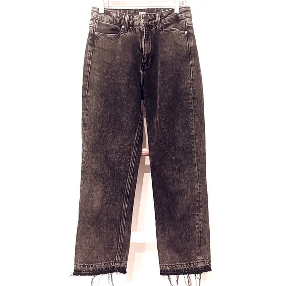 Paige “Sarah” straight leg ankle legnth deconstructed black denim jeans.Size 25.
