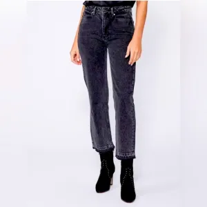 Paige “Sarah” straight leg ankle legnth deconstructed black denim jeans.Size 25.