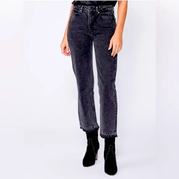 Paige “Sarah” straight leg ankle legnth deconstructed black denim jeans.Size 25.