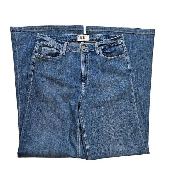 PAIGE Super Wide Leg High Rise Jeans, 90's Inspired Grunge, Size 29 / 8, GUC