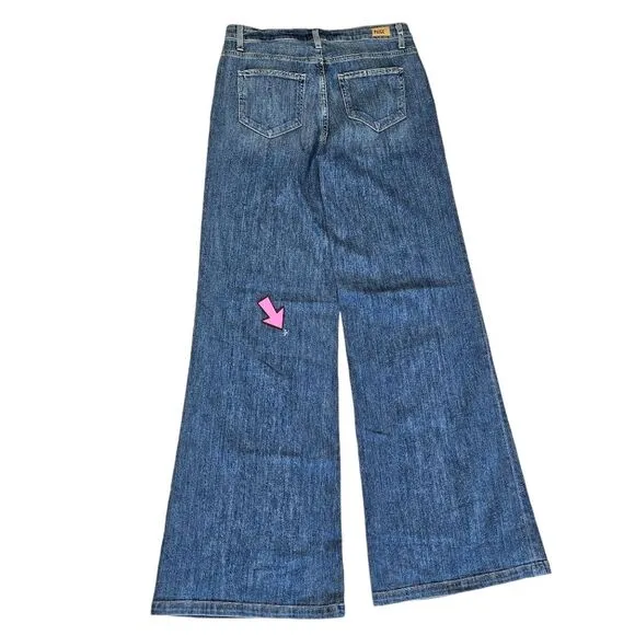 PAIGE Super Wide Leg High Rise Jeans, 90's Inspired Grunge, Size 29 / 8, GUC