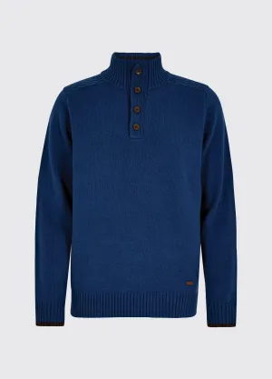 Parkplace Men's Button Neck Sweater - Peacock Blue
