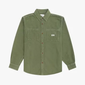 Parlez Ayr Cord Over Shirt In Olive Green