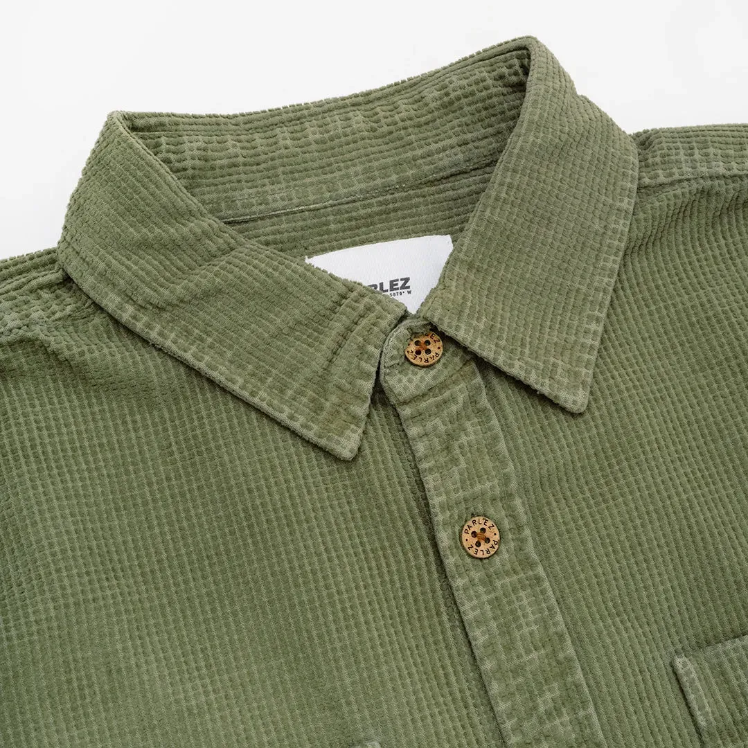 Parlez Ayr Cord Over Shirt In Olive Green