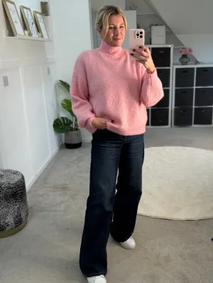Pastel Pink High Neck Cosy Jumper