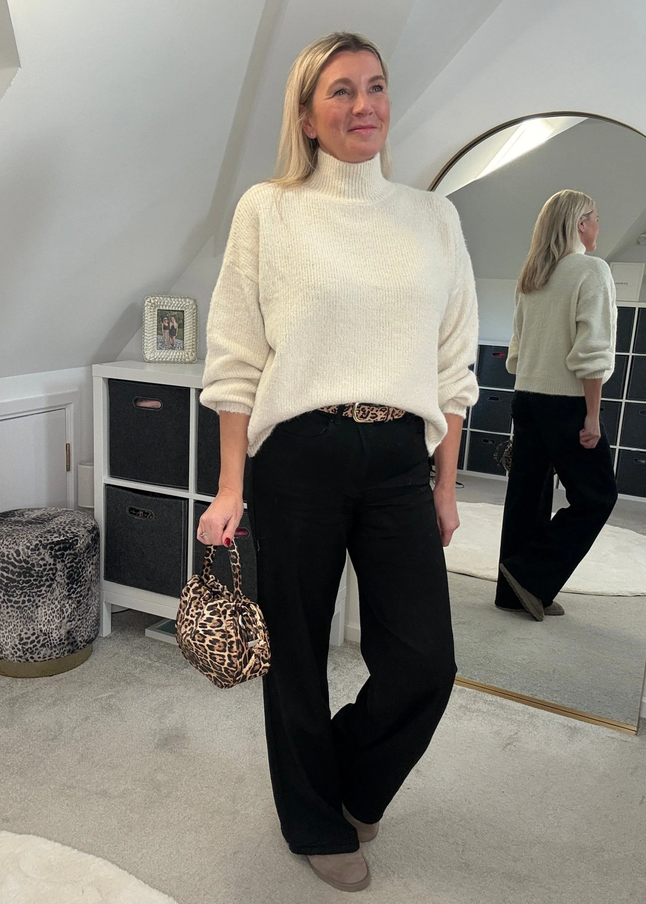 Pastel Pink High Neck Cosy Jumper