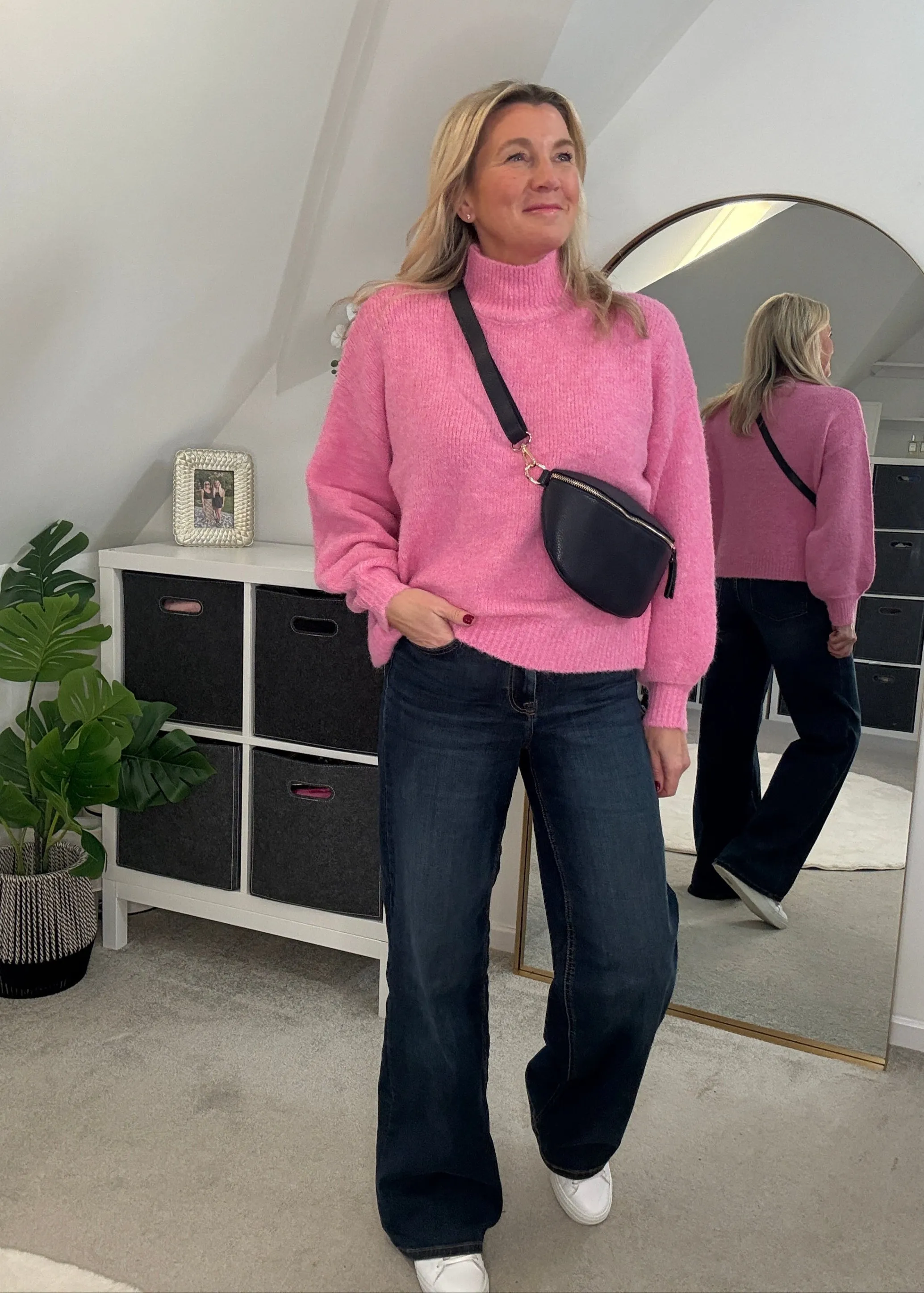 Pastel Pink High Neck Cosy Jumper