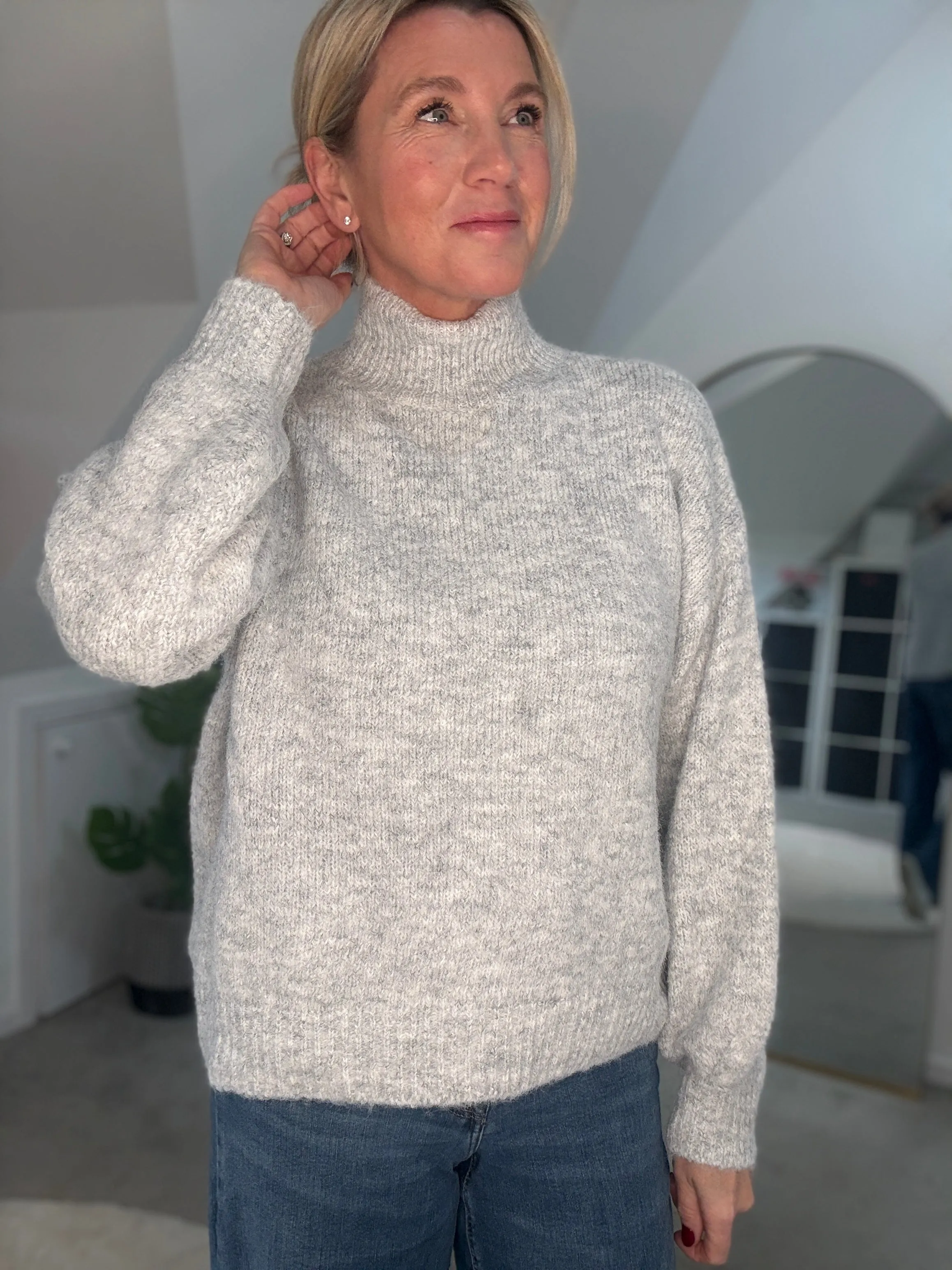 Pastel Pink High Neck Cosy Jumper