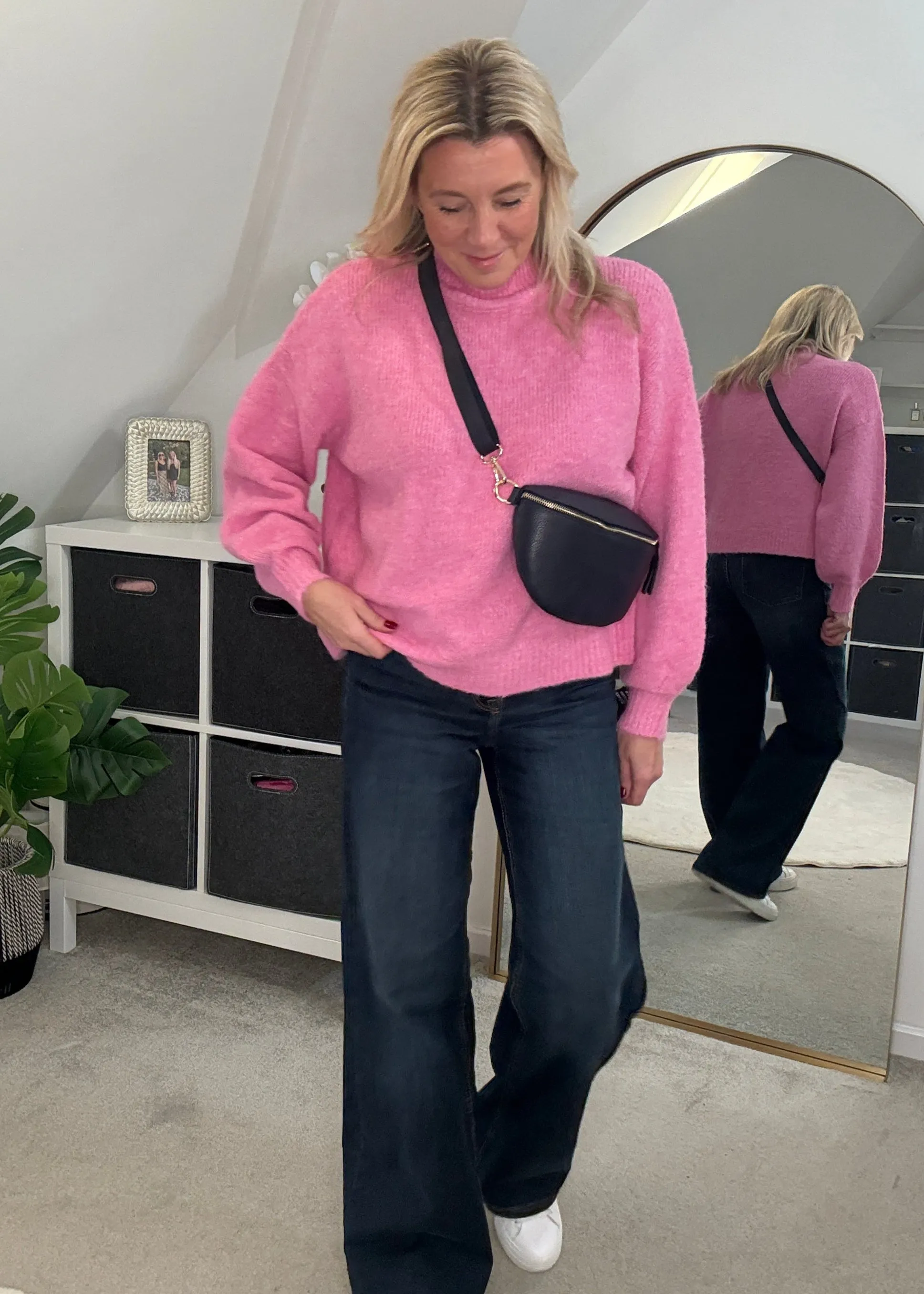 Pastel Pink High Neck Cosy Jumper