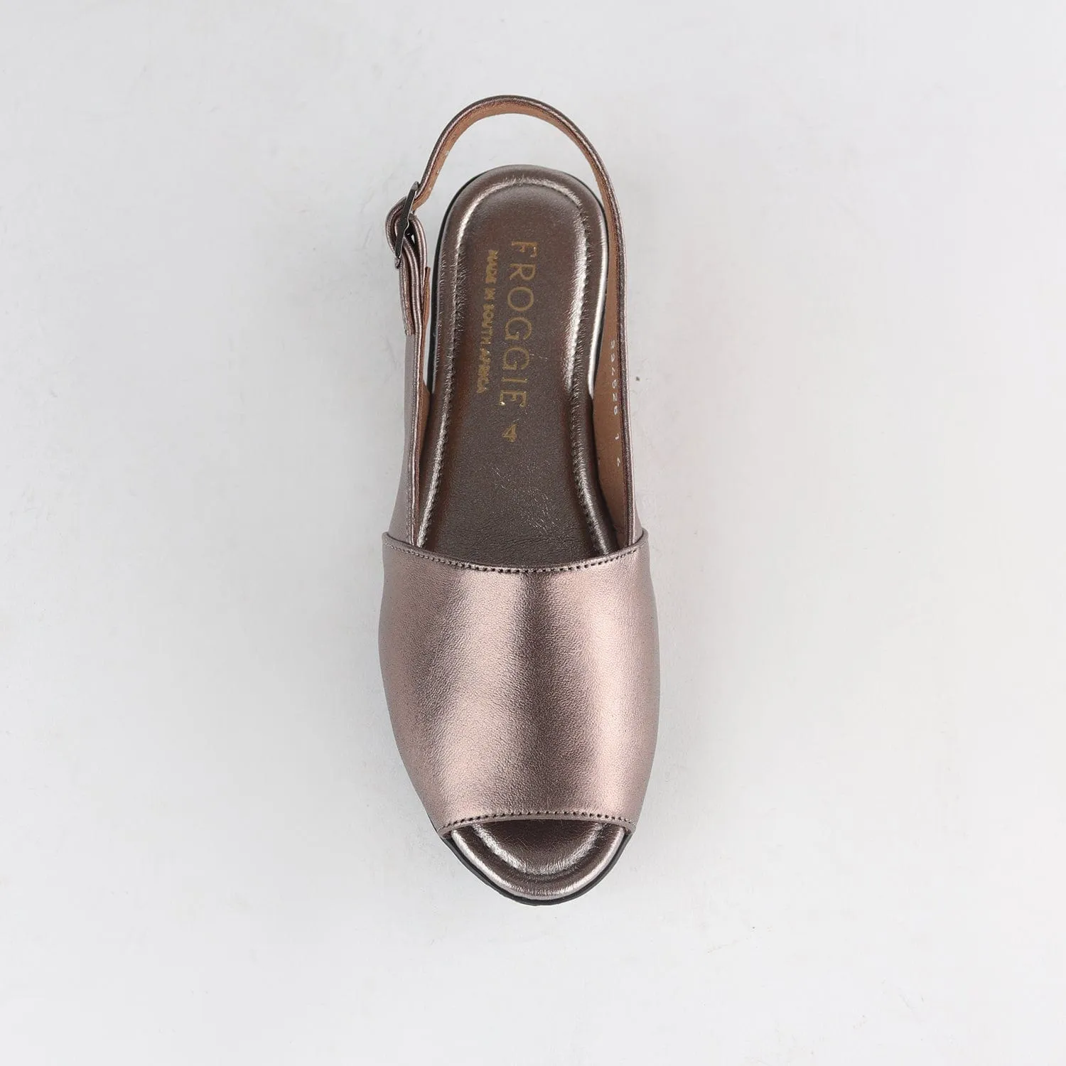 Peep Toe Slingback Sandal in Lead Metallic - 12870