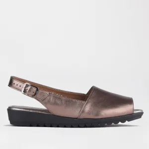 Peep Toe Slingback Sandal in Lead Metallic - 12870