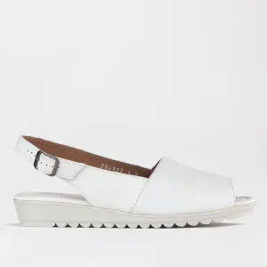 Peep Toe Slingback Sandal in White - 12870