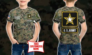 Personalized Custom Name 3D US Army Veteran Kid Tshirt ATP107093
