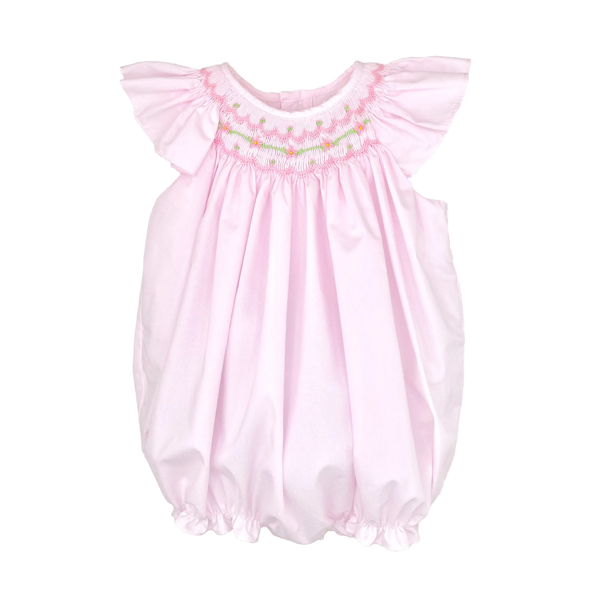 Petit Ami Baby Girls Pink Dot Angel Wing Smocked Bubble 3, 6, 9 Months