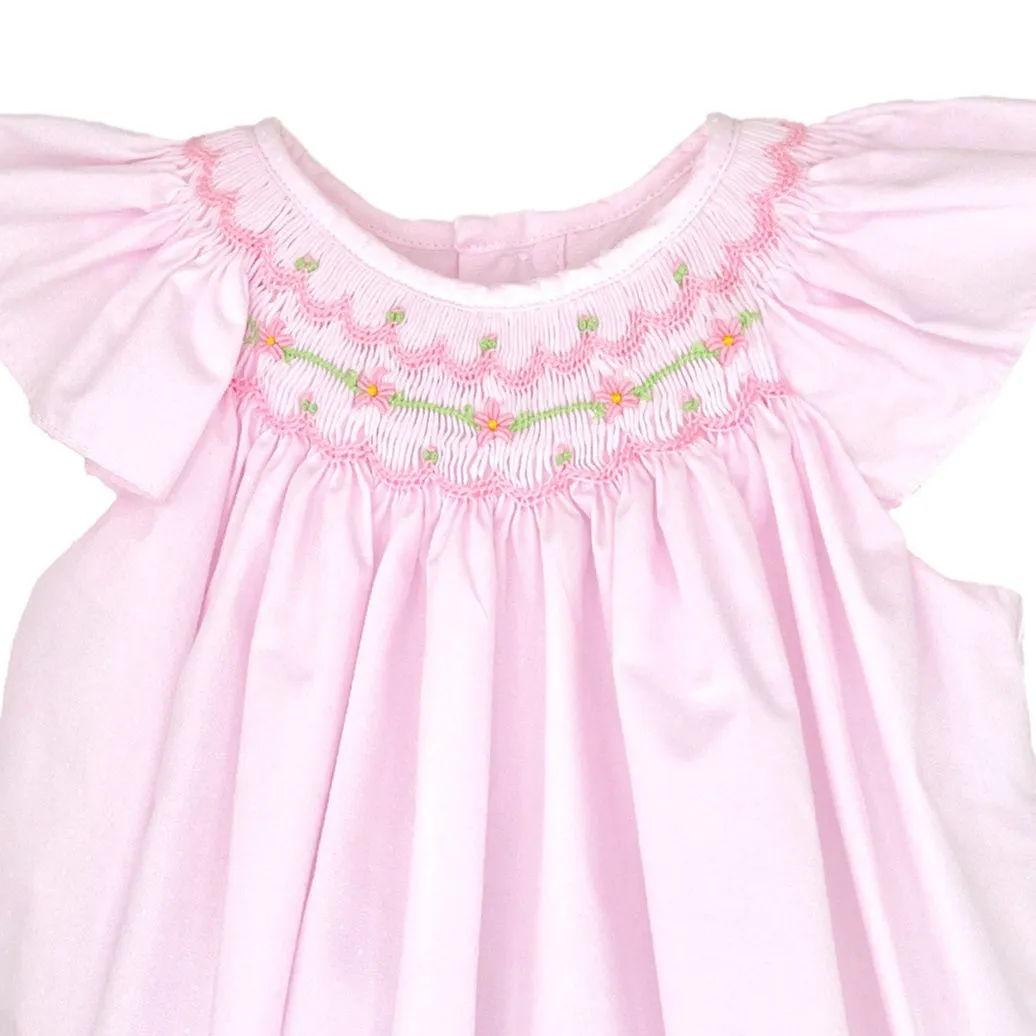 Petit Ami Baby Girls Pink Dot Angel Wing Smocked Bubble 3, 6, 9 Months
