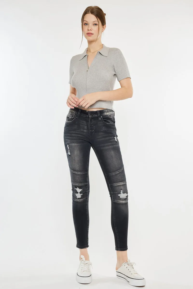 Peyton Mid Rise Moto Super Skinny Jeans