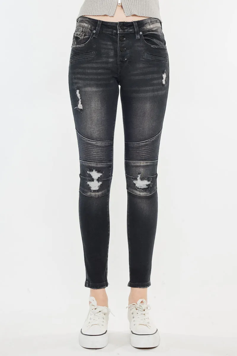 Peyton Mid Rise Moto Super Skinny Jeans