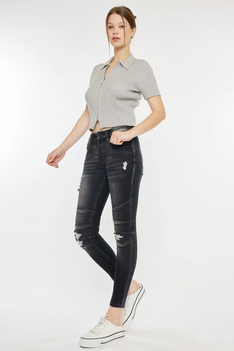 Peyton Mid Rise Moto Super Skinny Jeans
