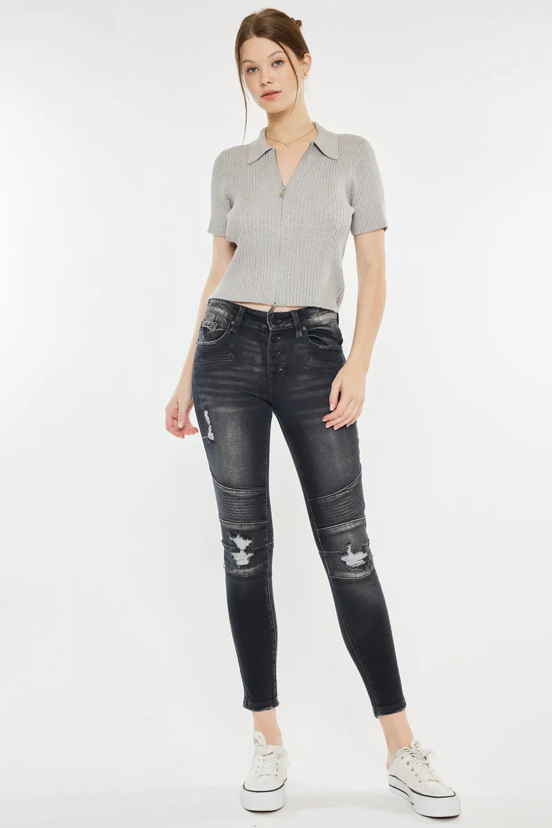 Peyton Mid Rise Moto Super Skinny Jeans