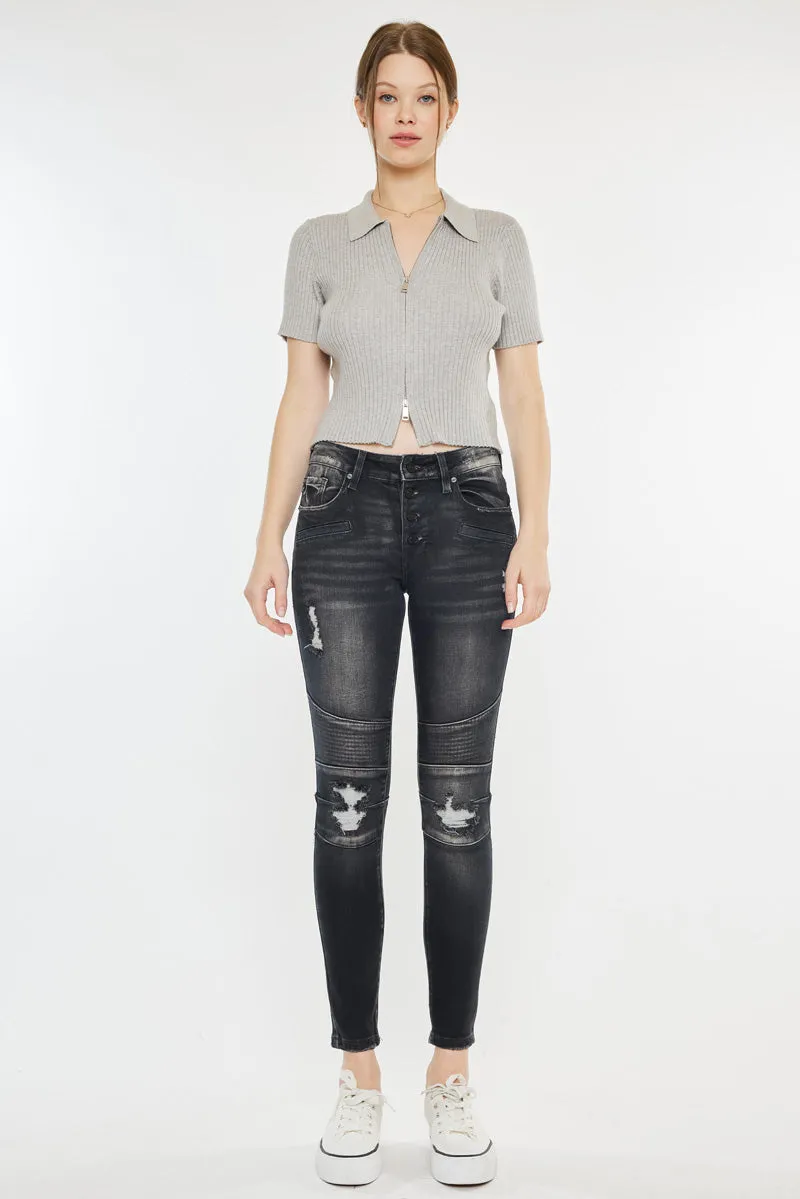 Peyton Mid Rise Moto Super Skinny Jeans