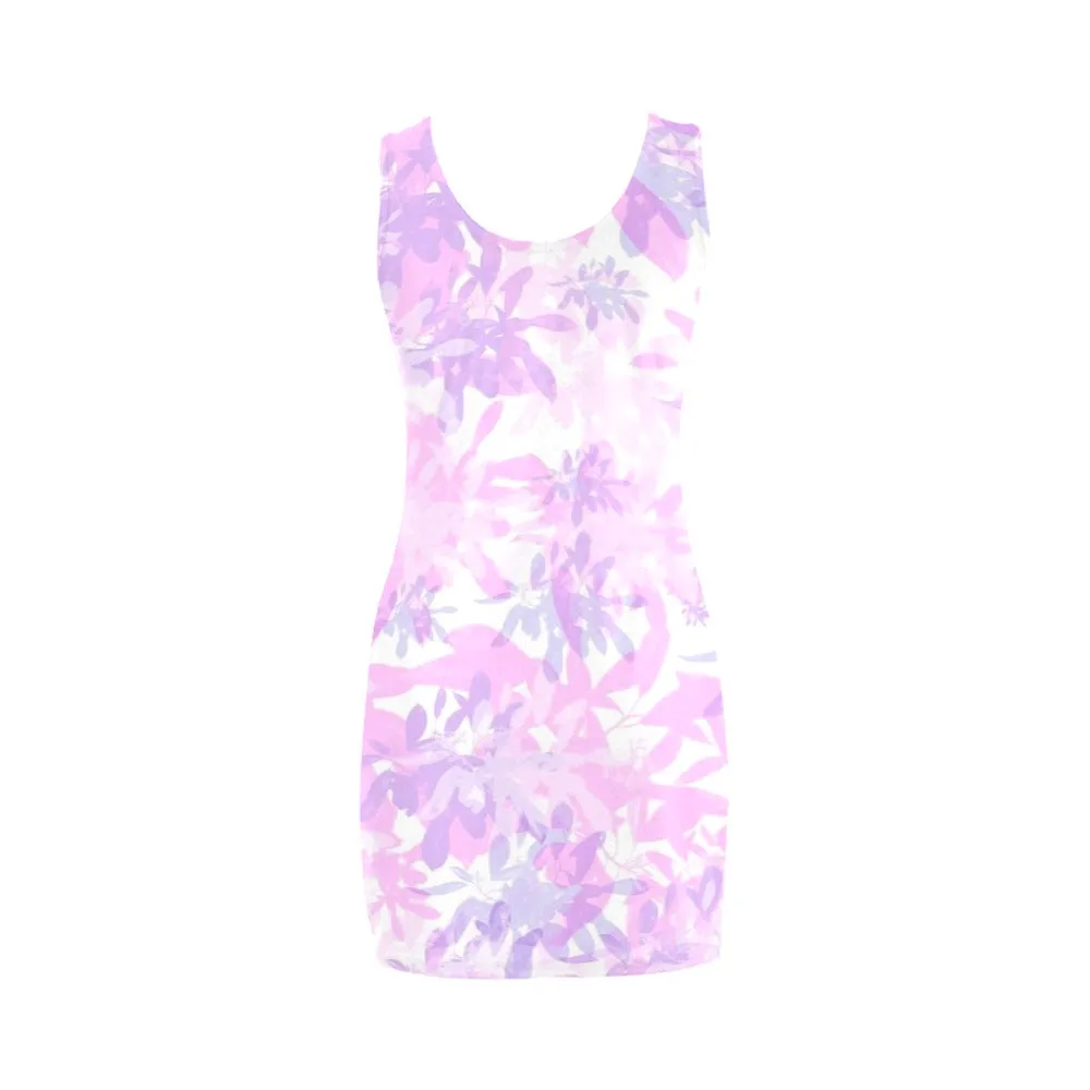 Pink and Purple Leaves Sleeveless Tank Dress up to 3 XL (FWS)