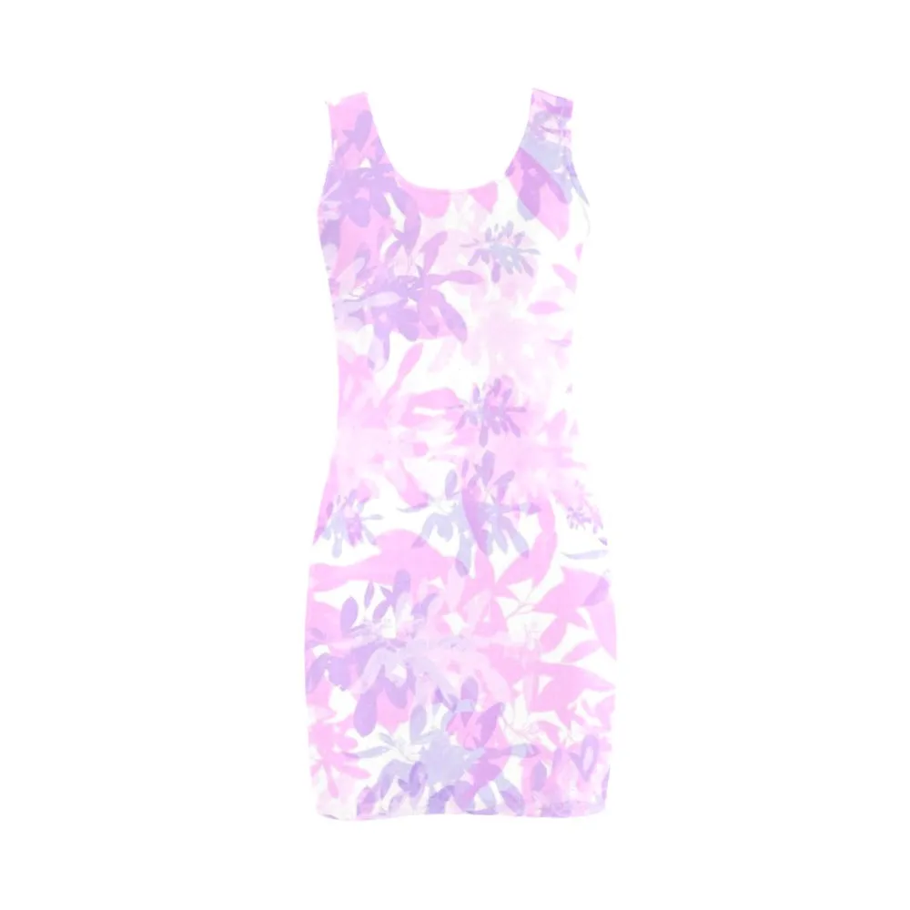 Pink and Purple Leaves Sleeveless Tank Dress up to 3 XL (FWS)