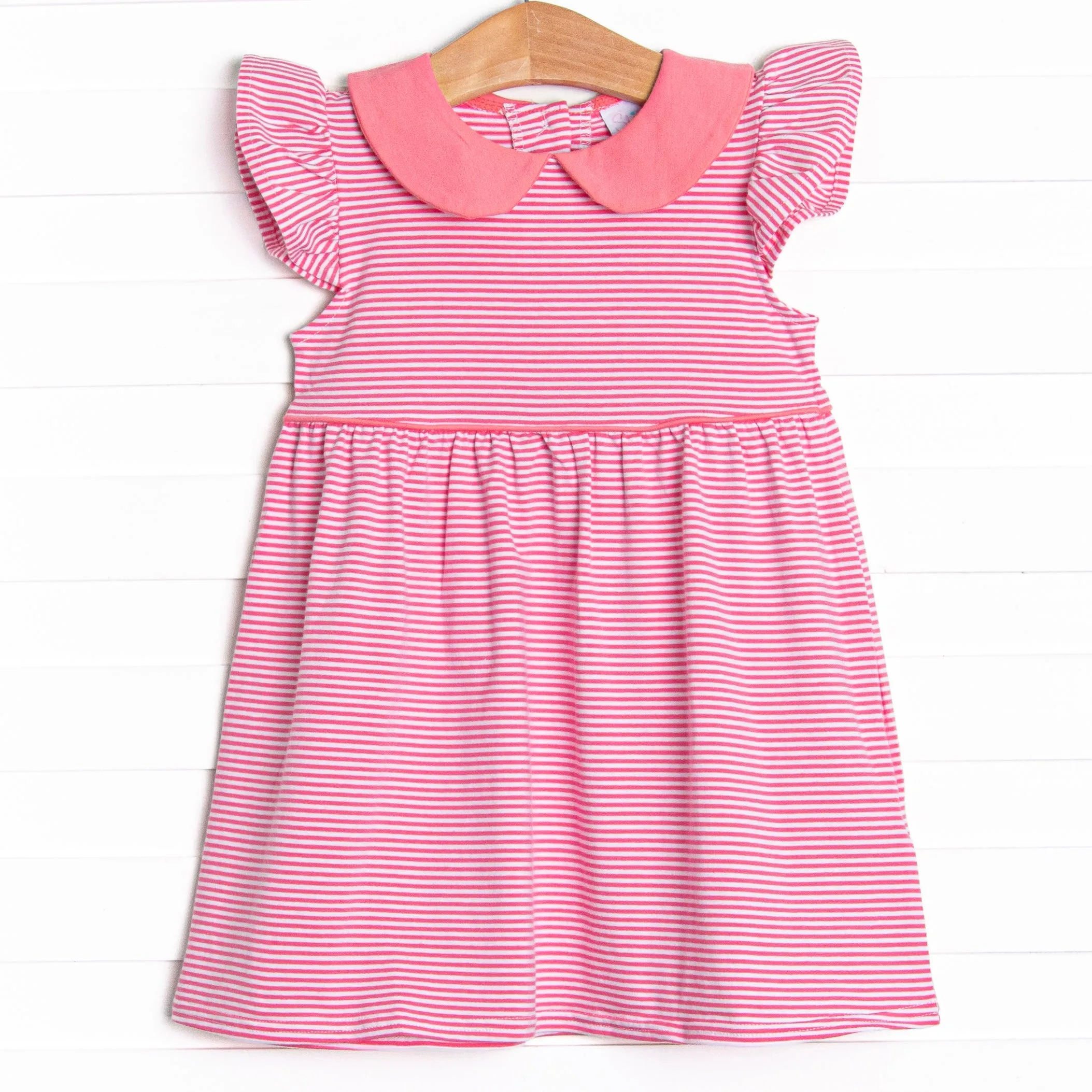 Pippa Dress, Flamingo Pink Stripe
