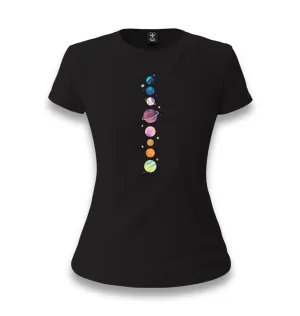 Planets Stars Women's Black T-shirt