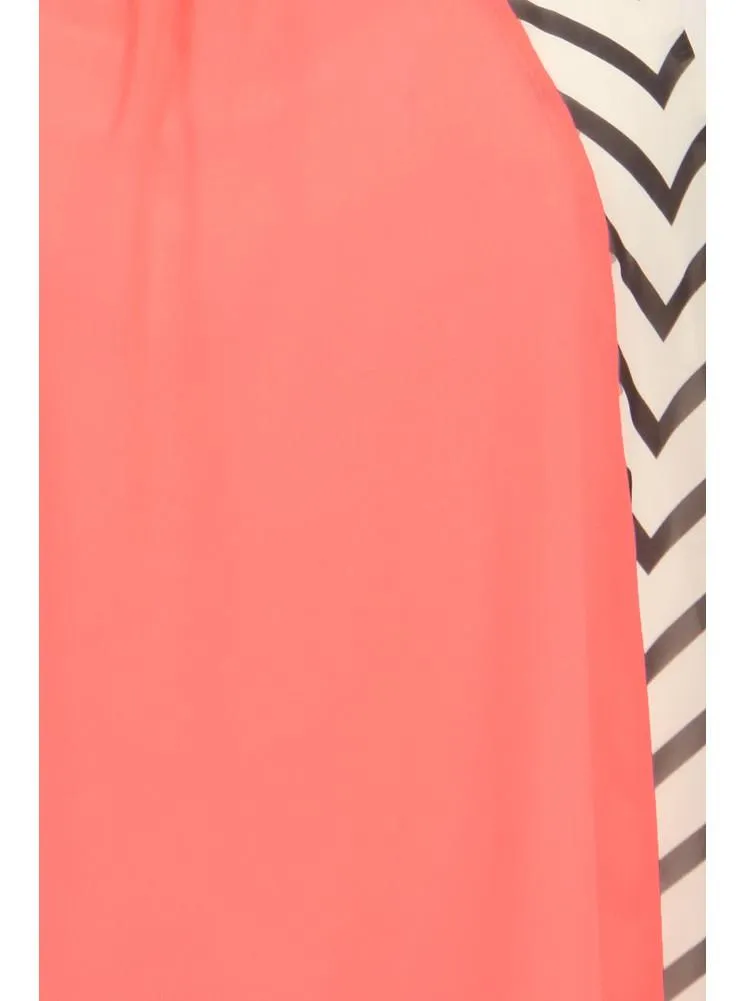 Plus Size Lovely Chevron Print Pink Frock Dress