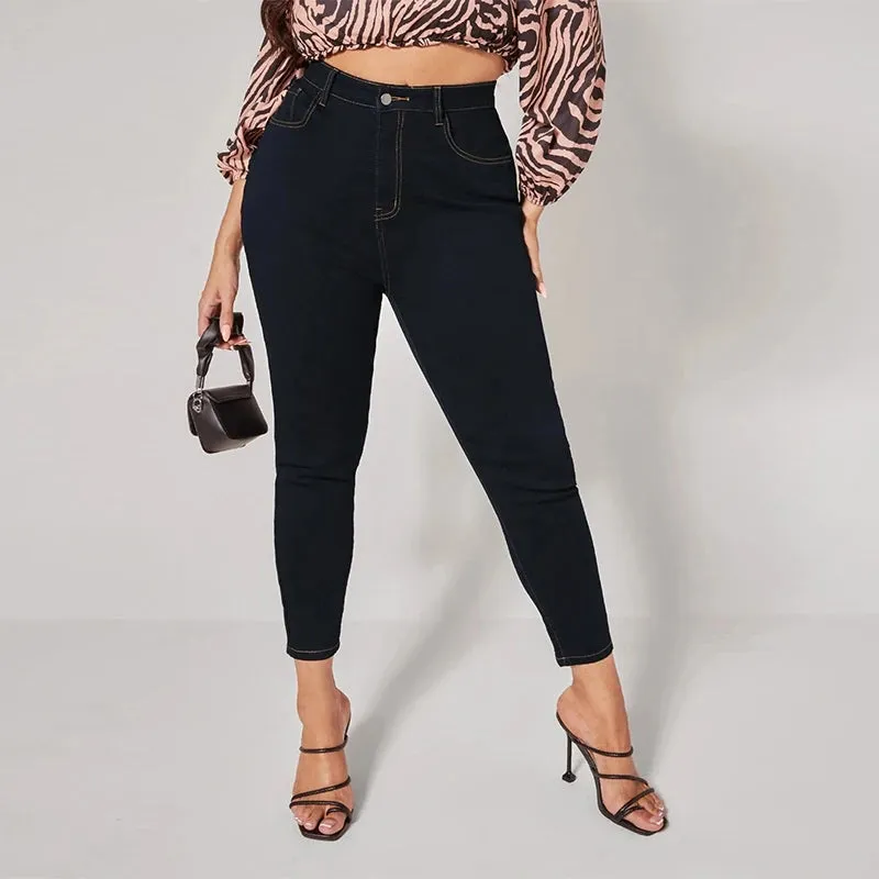 Plus Size Skinny Jeans High Waist Stretch