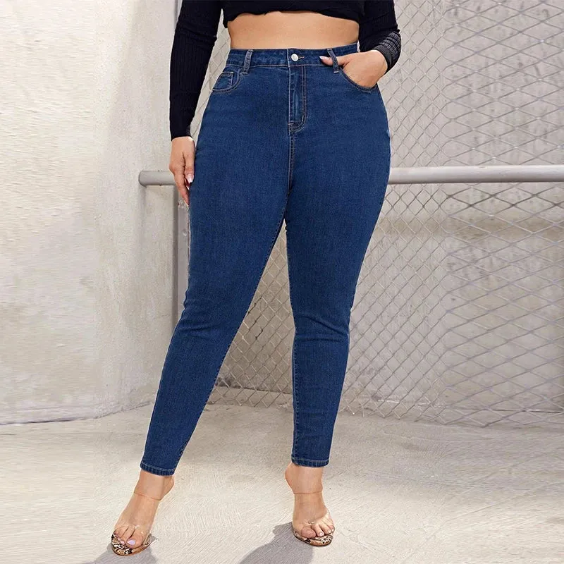 Plus Size Skinny Jeans High Waist Stretch
