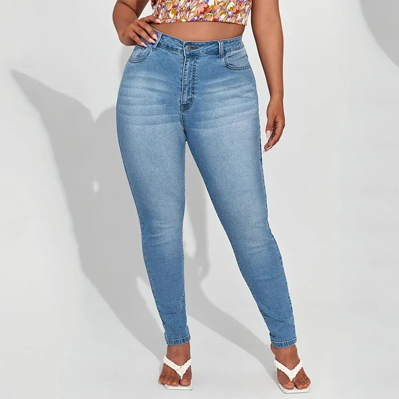 Plus Size Skinny Jeans High Waist Stretch