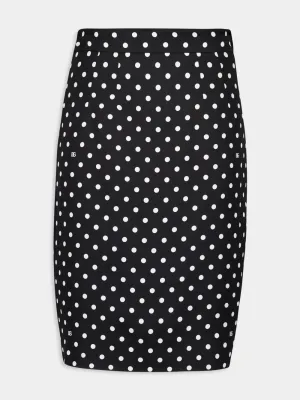Polka-Dot Print Pencil Skirt