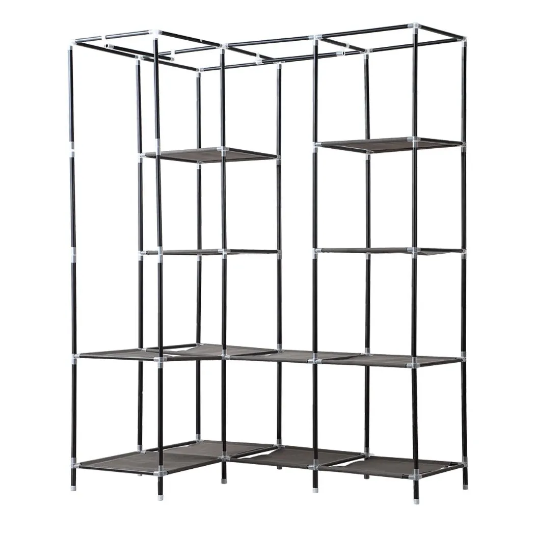 Portable Corner Clothes Closet Wardrobe Storage Organiser Rack Unit Shelf