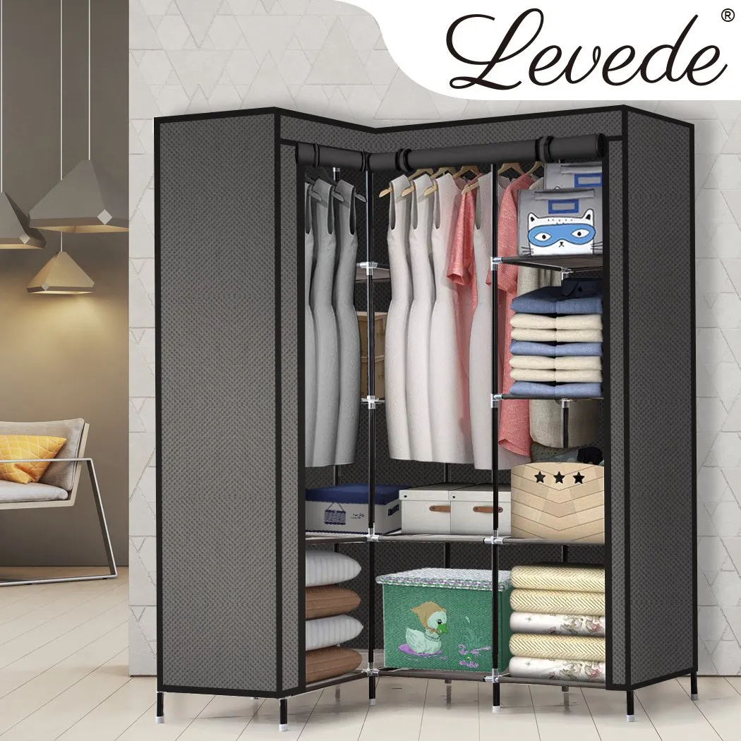 Portable Corner Clothes Closet Wardrobe Storage Organiser Rack Unit Shelf