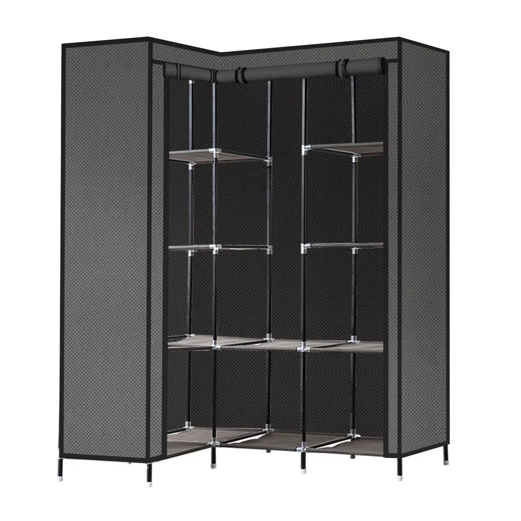 Portable Corner Clothes Closet Wardrobe Storage Organiser Rack Unit Shelf