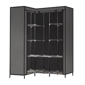 Portable Corner Clothes Closet Wardrobe Storage Organiser Rack Unit Shelf