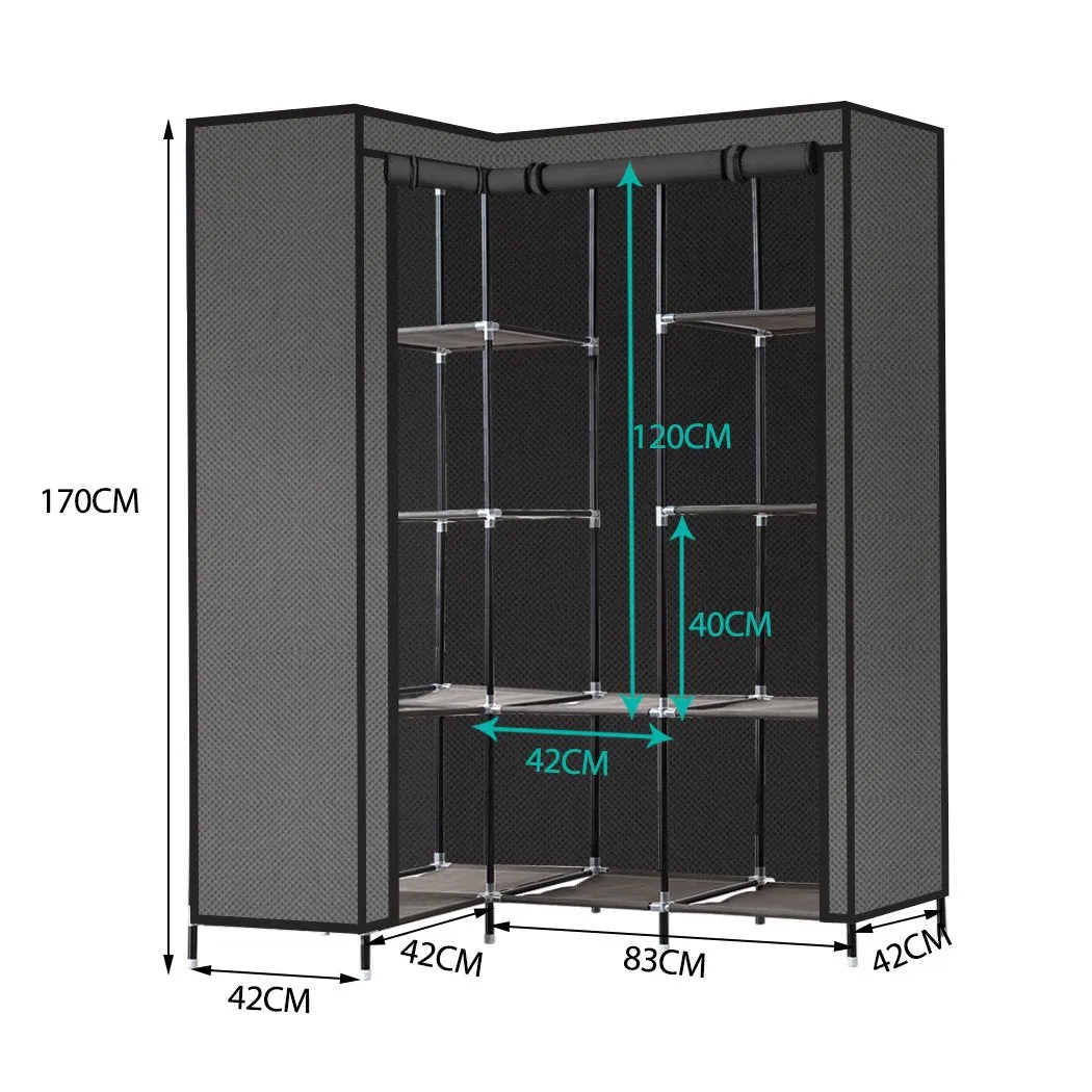 Portable Corner Clothes Closet Wardrobe Storage Organiser Rack Unit Shelf