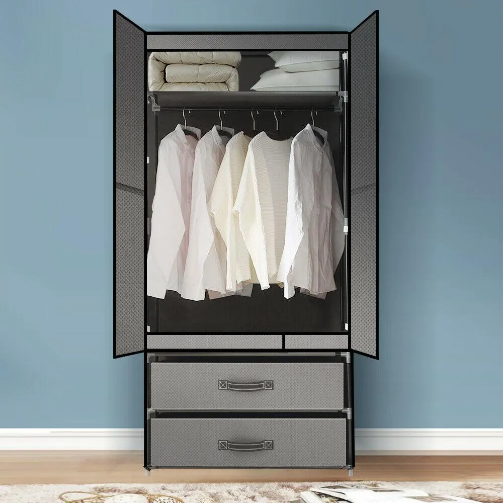 Portable Wardrobe Clothes Closet Storage Cabinet Organiser Unit Shelf
