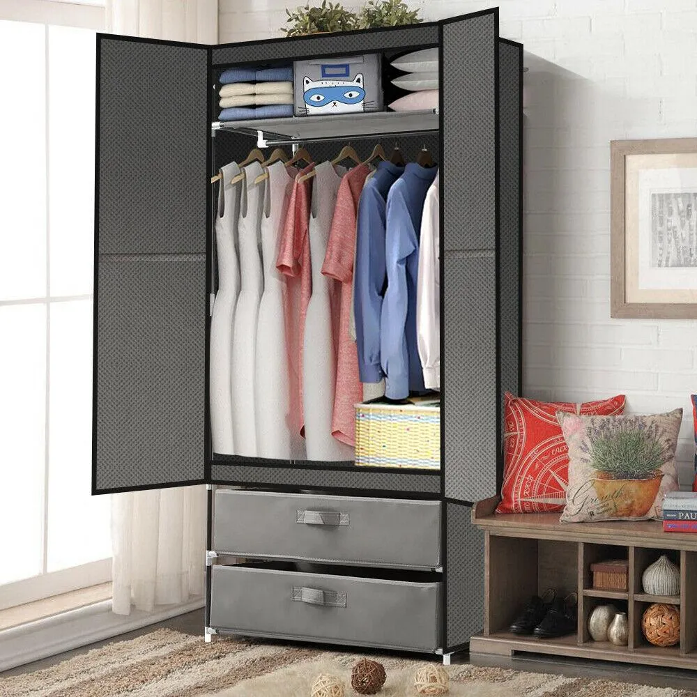 Portable Wardrobe Clothes Closet Storage Cabinet Organiser Unit Shelf
