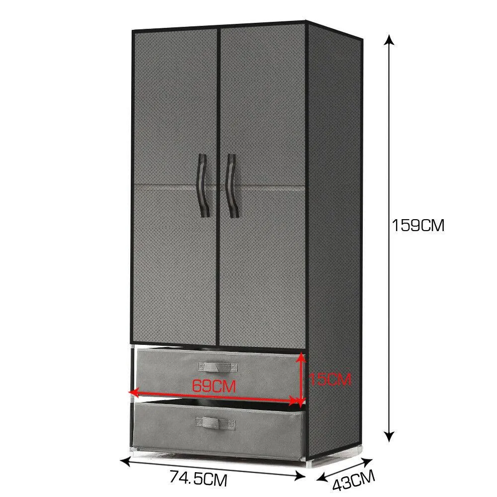 Portable Wardrobe Clothes Closet Storage Cabinet Organiser Unit Shelf