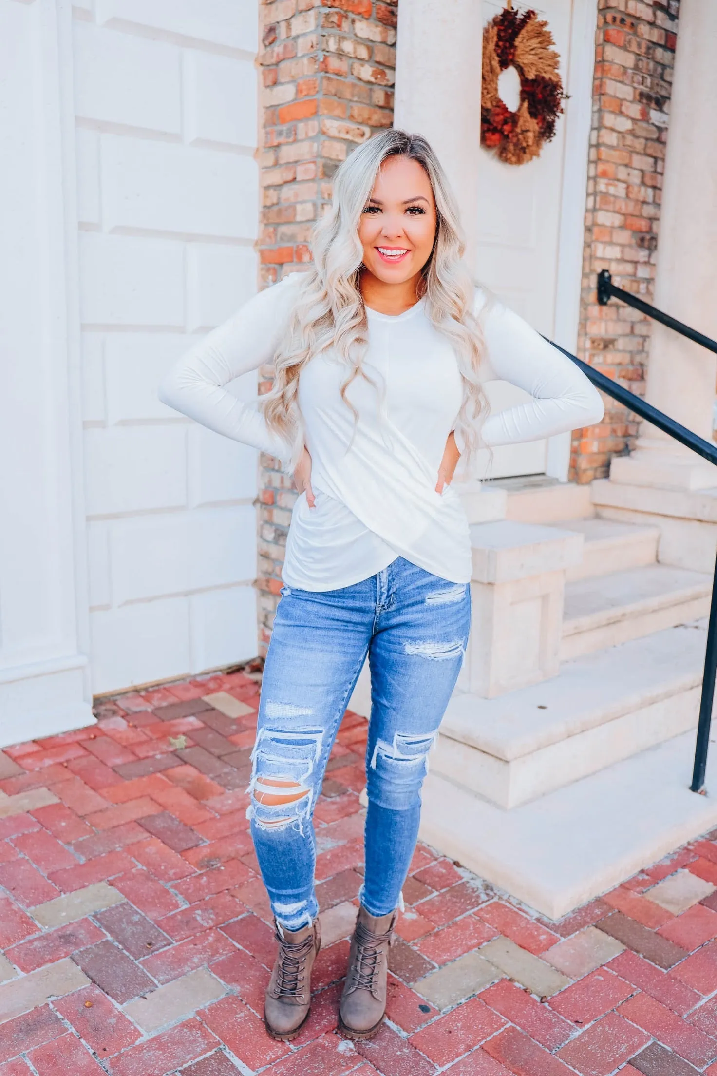 Positive Effect Ruched Top - White