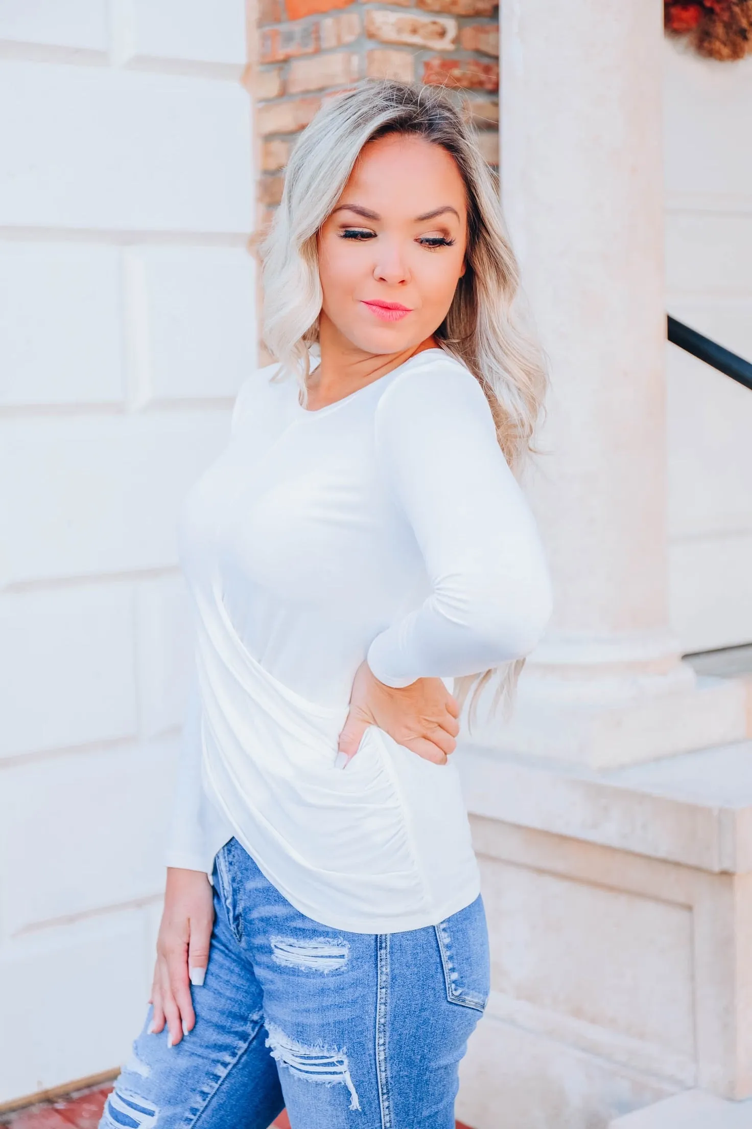 Positive Effect Ruched Top - White