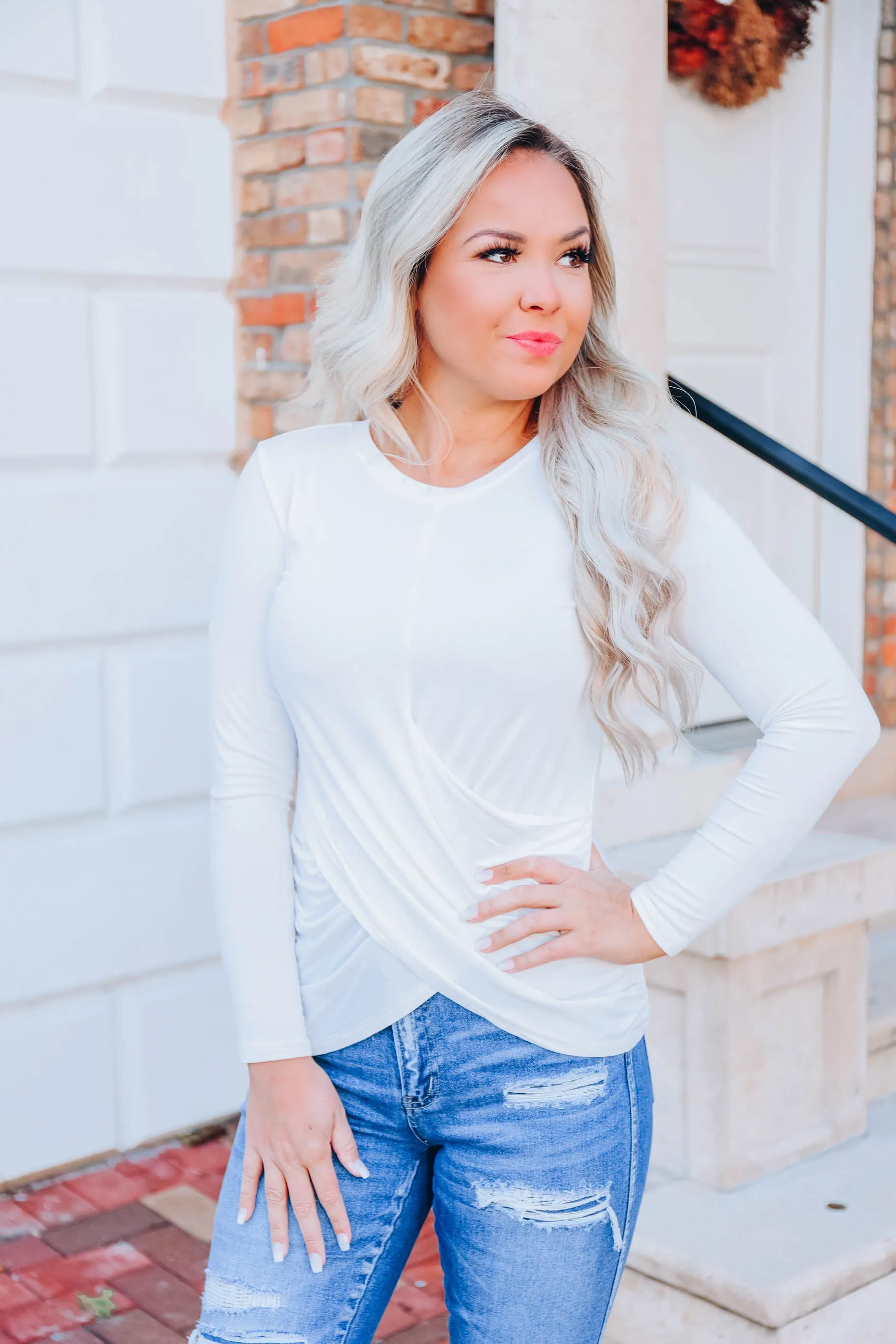 Positive Effect Ruched Top - White