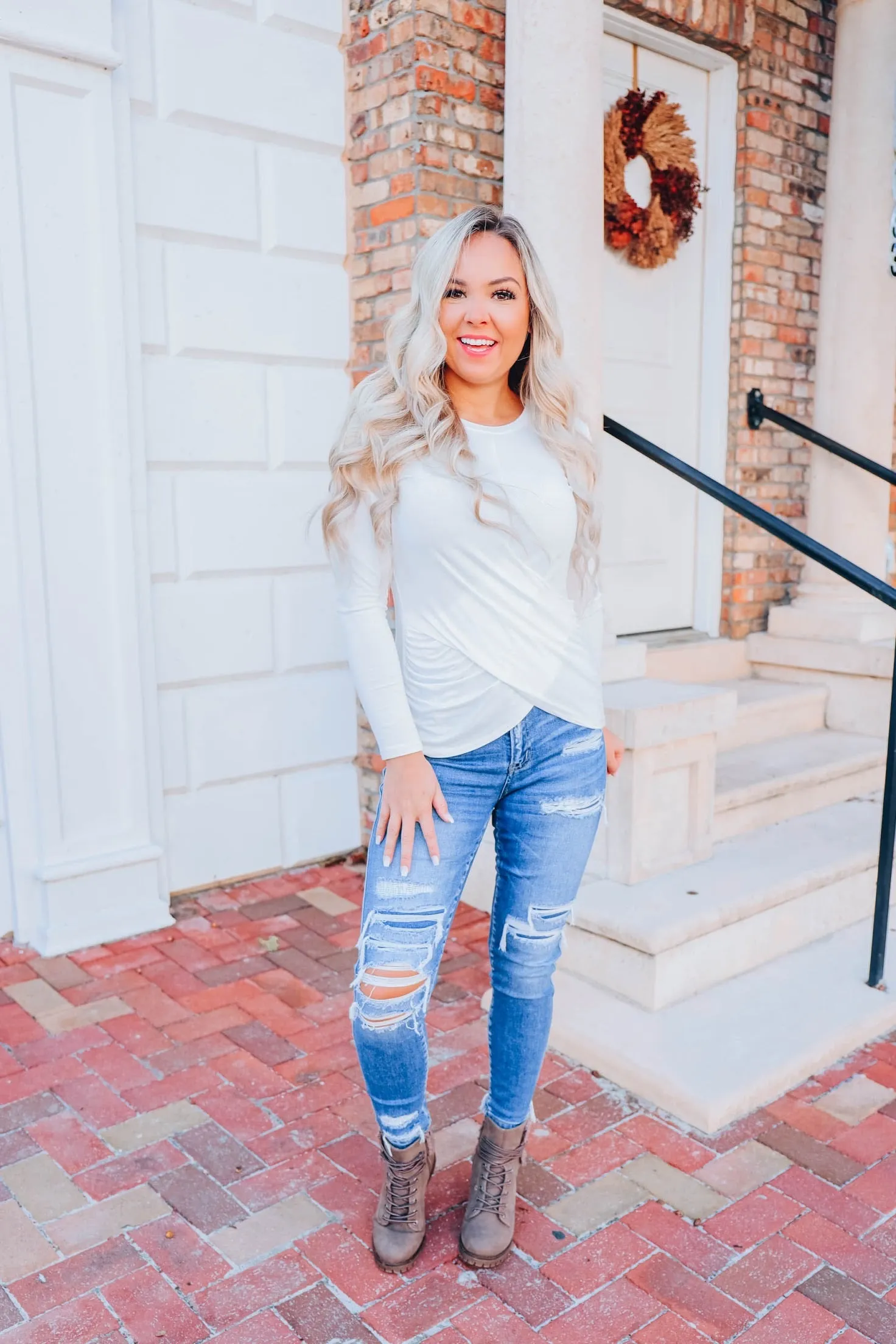 Positive Effect Ruched Top - White